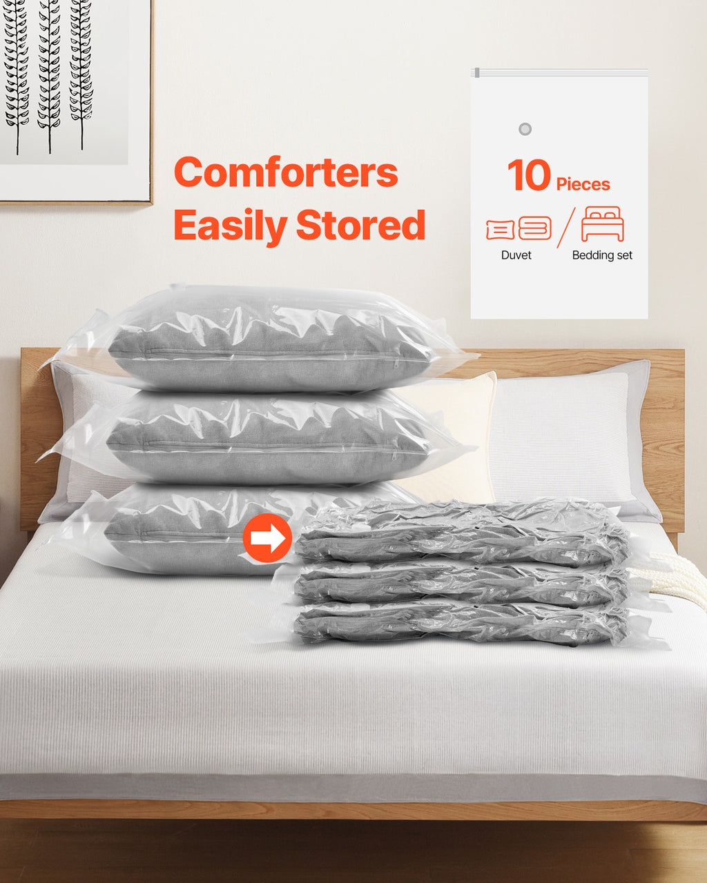 Vacuum Storage Bags Set (10-Pack) with Electric Pump – Save 70% Space Instantly