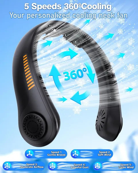 Cooling Neck Fan – Hands-Free Portable Airflow (5 Speeds)